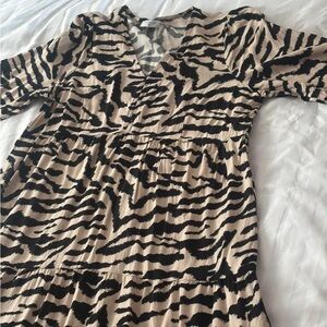 Zebra Print V-Neck Dress